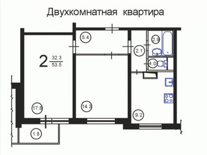Планировка двушки серия П-3 Планировка двушки серия П-3