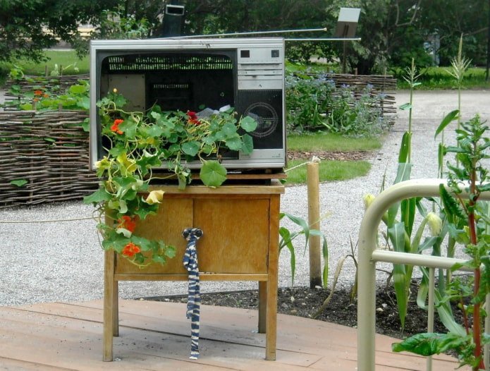 Клумба из старого телевизора Клумба из старого телевизора