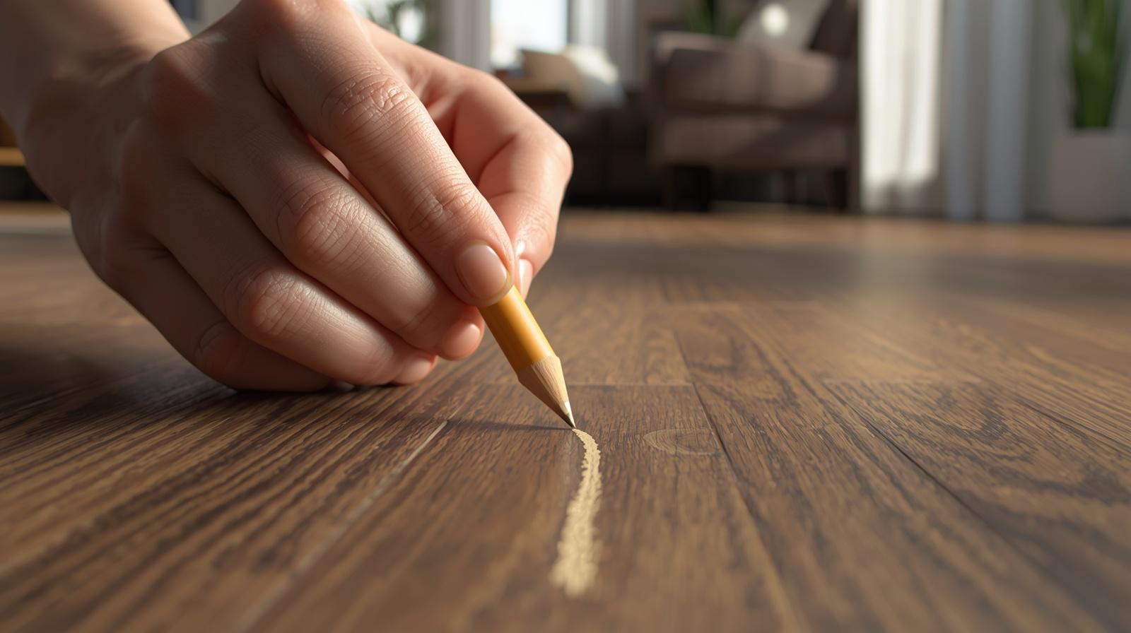 Подряпини на ламінаті крупним планом