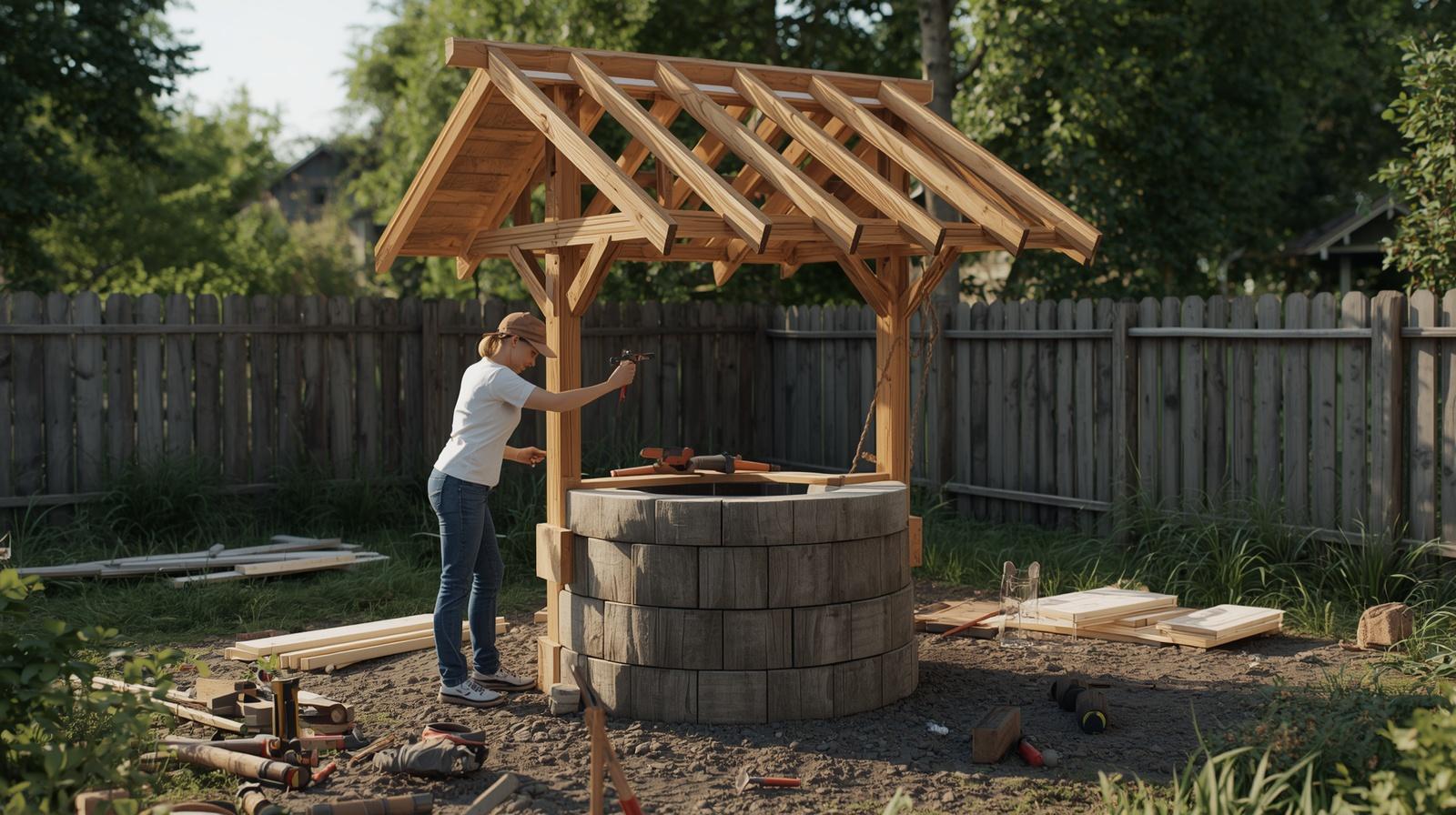 Декор криниці в рустикальному стилі